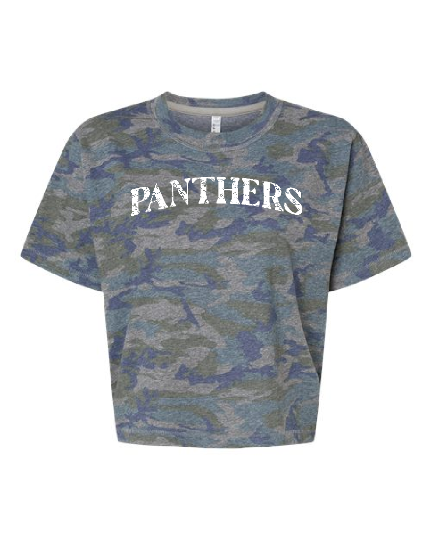 Distressed Panthers Cropped Tee